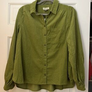 Anthropologie Olive Corduroy Button down
